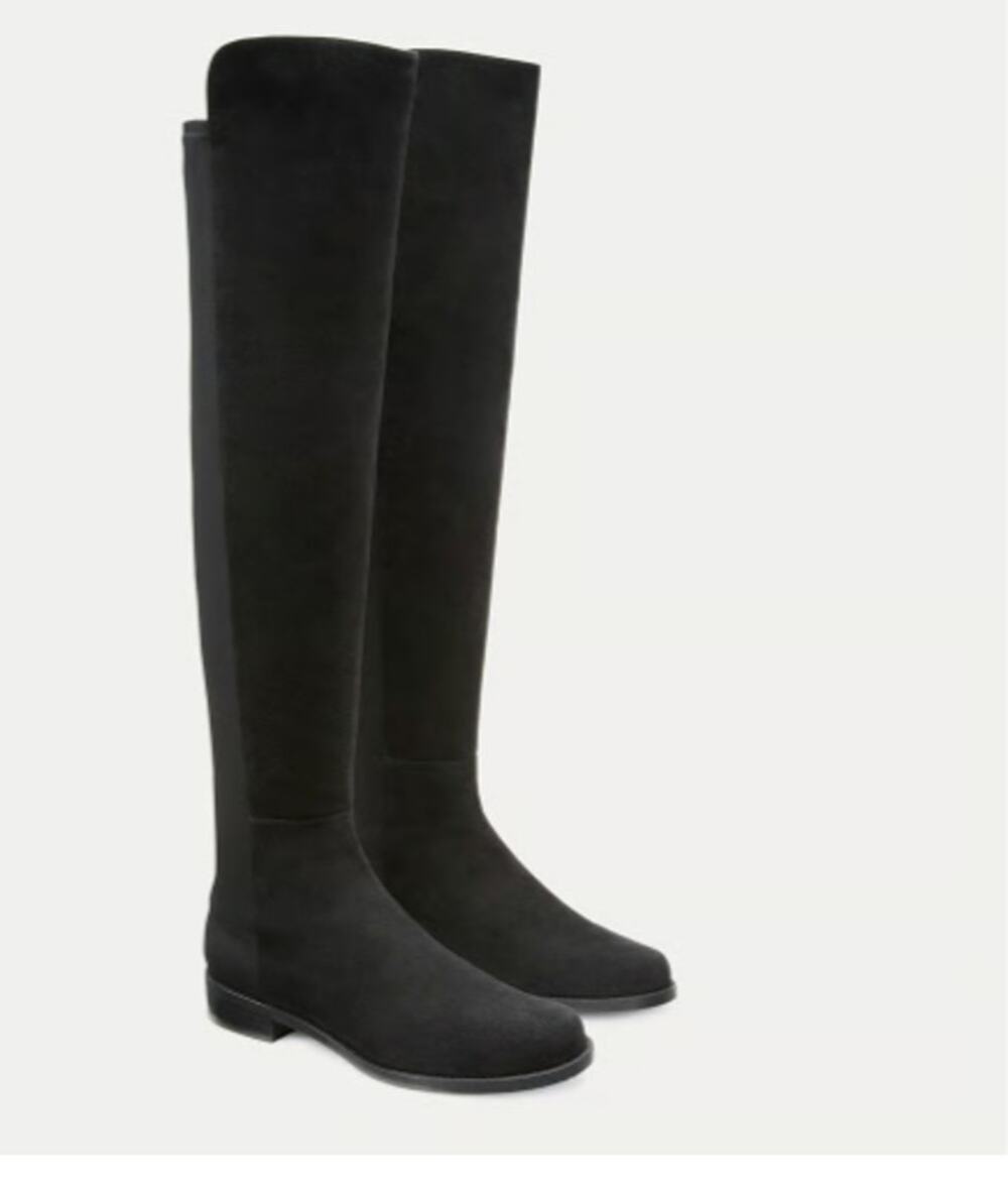Stuart Weitzman 5050 flat boots black suede over-the-knee boot women's size 7.5